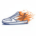 White sneaker with orange accents on a white background